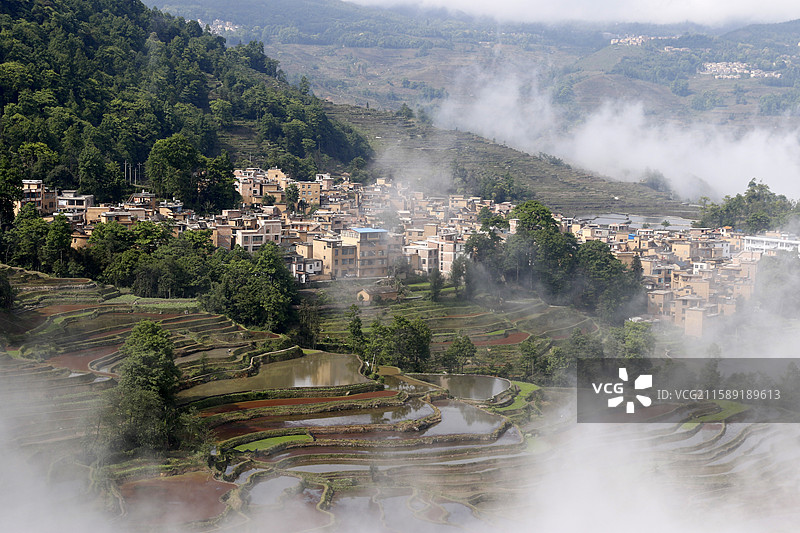 云南省红河州元阳县老鹰嘴麻栗寨图片素材