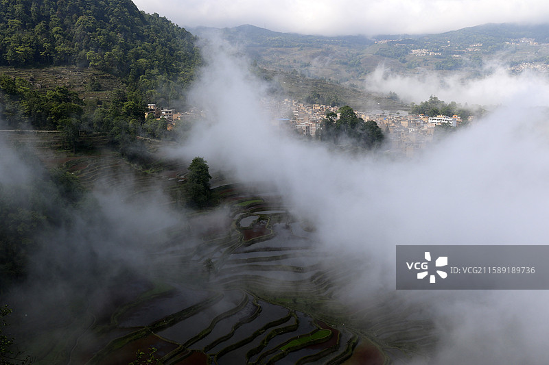 云南省红河州元阳县老鹰嘴麻栗寨图片素材