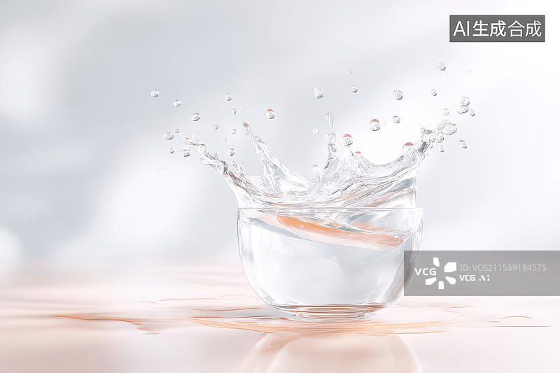 【AI数字艺术】玻璃杯灵动水花跃动瞬间图图片素材