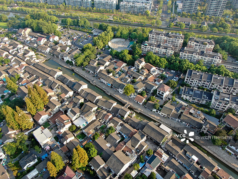 杭州西兴古镇航拍图片素材