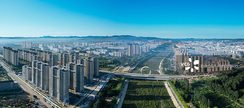 敖汉旗 新惠镇 石虎山 新惠路 新北村 航拍图片素材