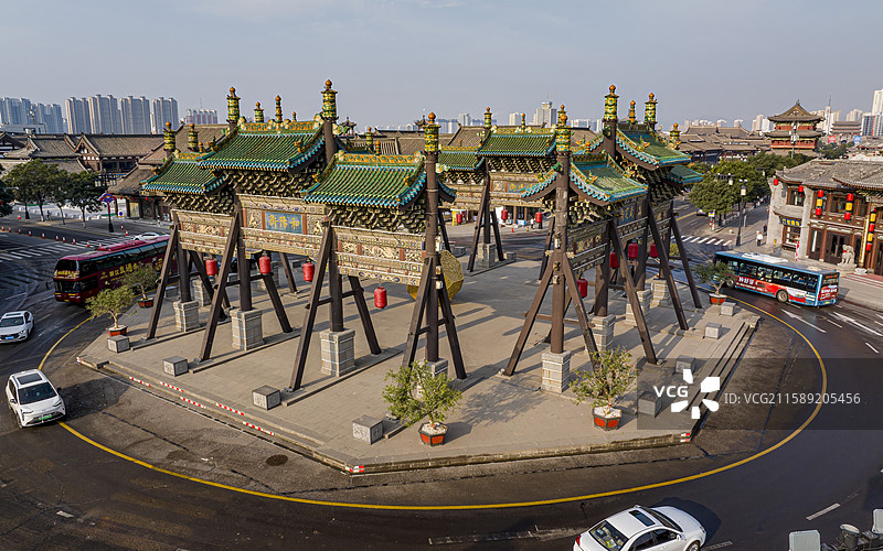 山西省大同市平城区大同古城航拍图片素材