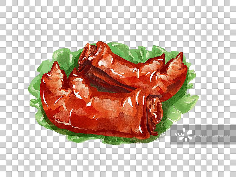 山东济南特色鲁菜小吃美食插画-孟家扒蹄图片素材