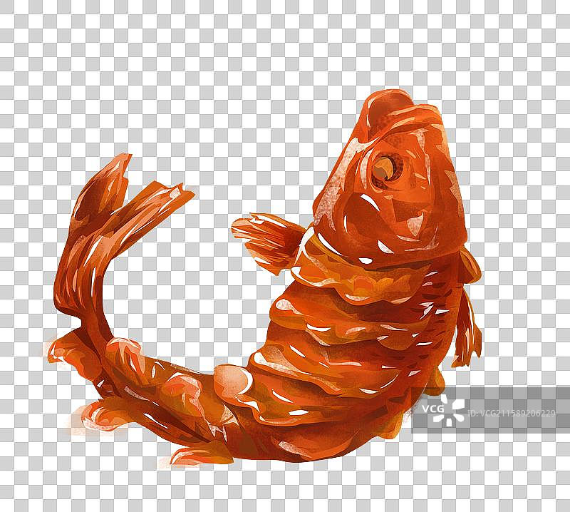 山东济南特色鲁菜小吃美食插画-糖醋黄河鲤鱼图片素材