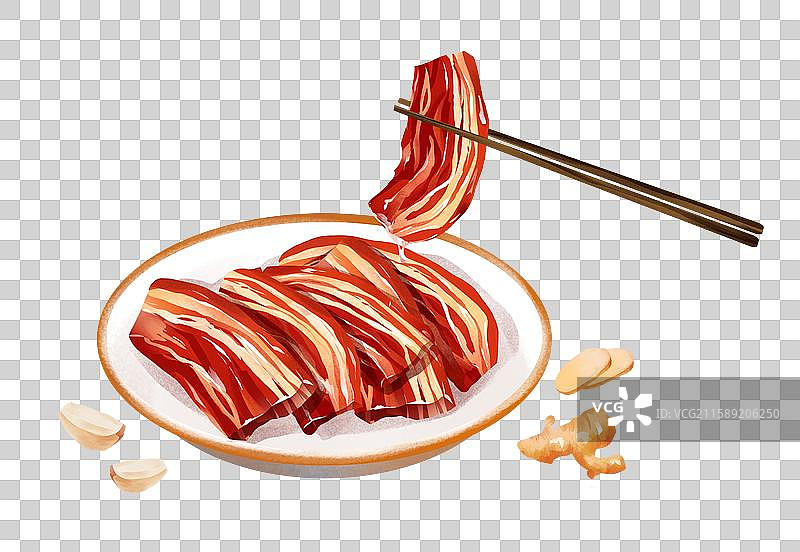 山东济南特色鲁菜 美食插画-把子肉图片素材