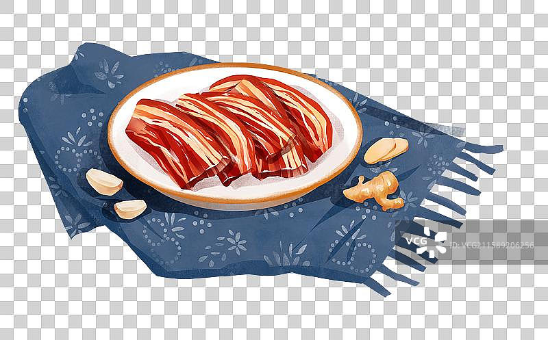 山东济南特色鲁菜 美食插画-把子肉图片素材