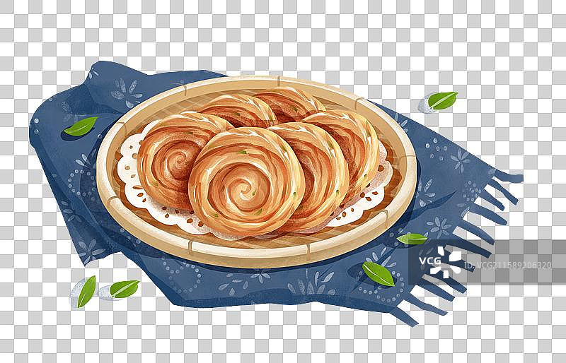 山东济南特色鲁菜早餐小吃美食插画-油旋图片素材