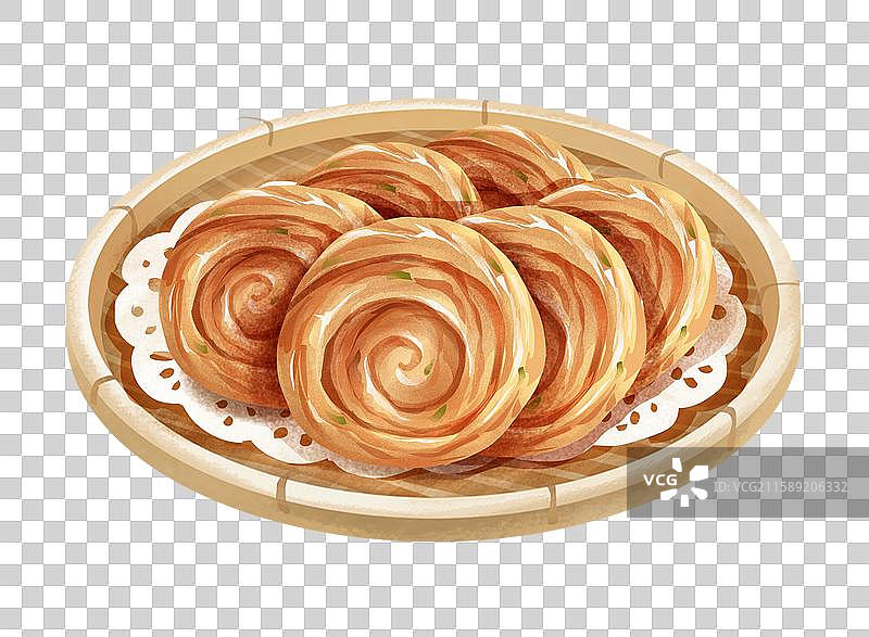 山东济南特色鲁菜早餐小吃美食插画-油旋图片素材