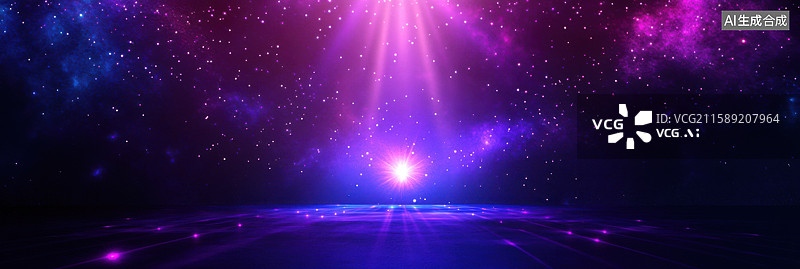 【AI数字艺术】未来赛博朋克演唱会舞台3D插画紫蓝灯光秀璀璨歌舞厅对称构图音乐视频背景和夜生活活动紫色背景图片素材
