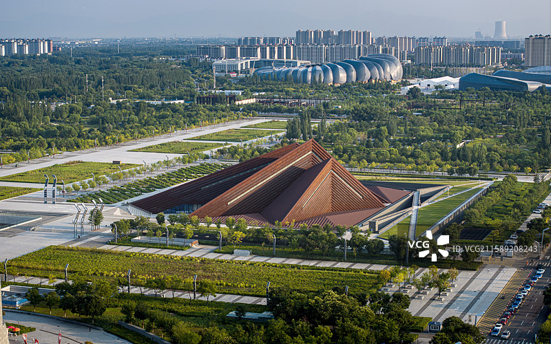 山西省大同市平城区新城文化中心航拍图片素材