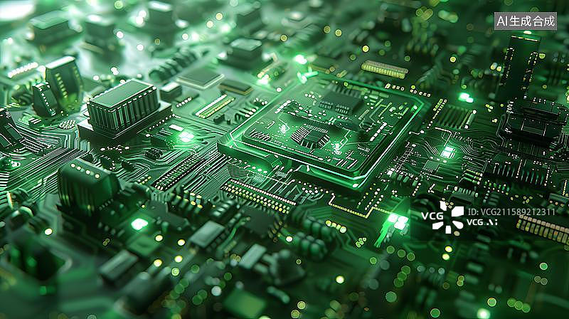 【AI数字艺术】科技智能芯片创意图 计算机芯片 科技电路板特写镜头图片素材