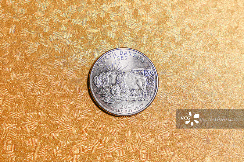 美国25美分50州纪念系列硬币 北达科他州 2006年版 铜镍合金图片素材