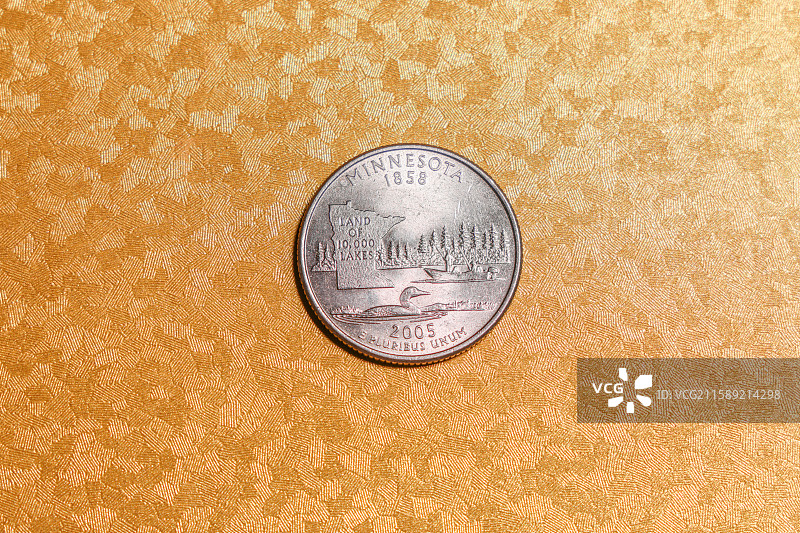 美国25美分50州纪念系列硬币 明尼苏达州 2005年版 铜镍合金图片素材