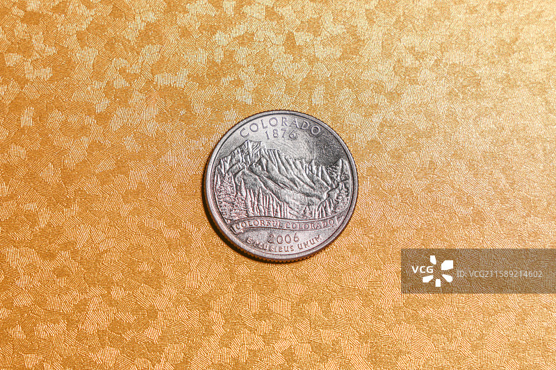 美国25美分50州纪念系列硬币 科罗拉多州 2006年版 铜镍合金图片素材