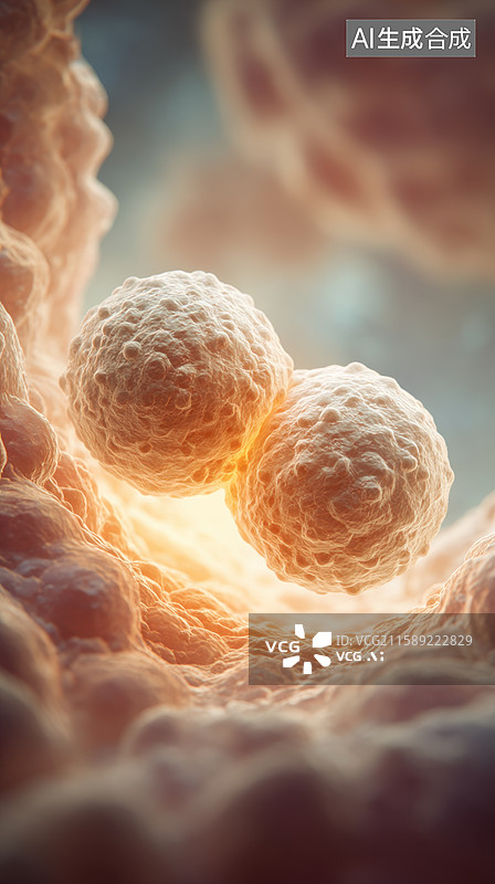 【AI数字艺术】细胞分裂瞬间的微观景象图片素材