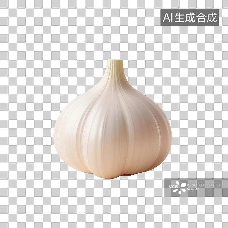 【AI数字艺术】3D渲染，蒜，大蒜，蒜头，卡通蔬菜免抠元素图片素材