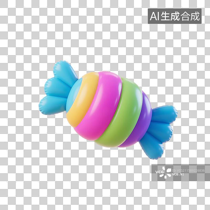 【AI数字艺术】3D渲染，膨胀充气风格，糖果，喜糖，甜食，零食，万圣节，免抠元素图片素材