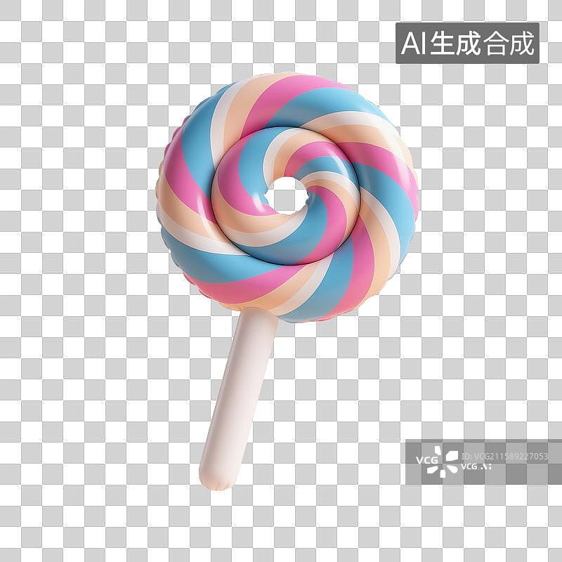 【AI数字艺术】3D渲染，膨胀充气风格，棒棒糖，糖果，喜糖，甜食，零食，万圣节，免抠元素图片素材