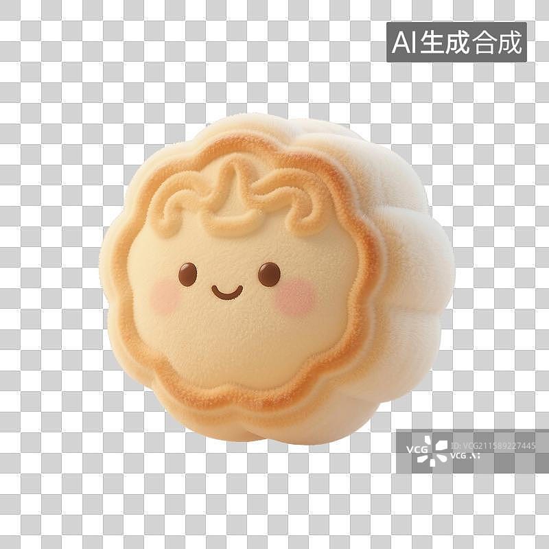 【AI数字艺术】3D渲染，毛绒绒的月饼，卡通月饼，中秋节，免抠元素图片素材