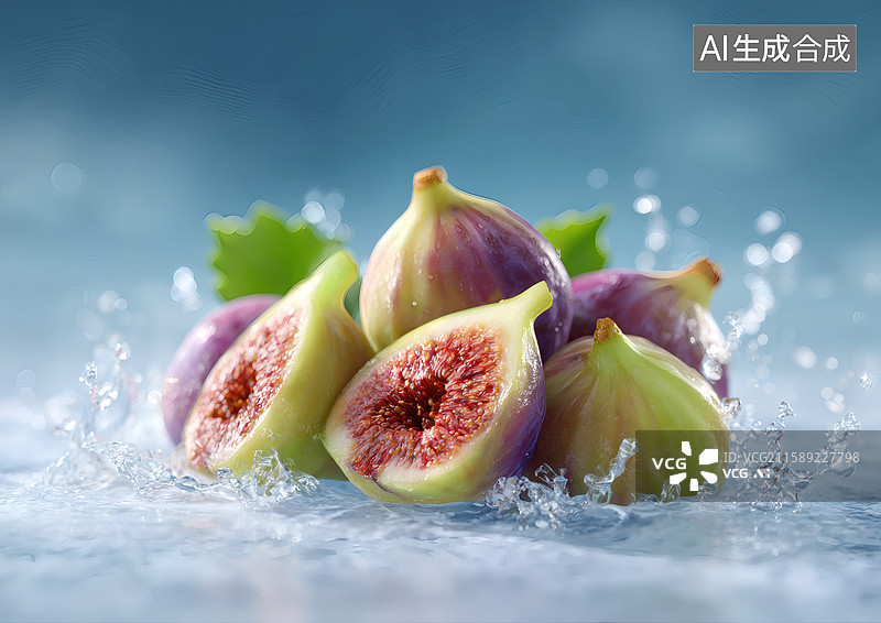 【AI数字艺术】水上新鲜的无花果图片素材