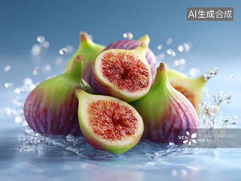 【AI数字艺术】水上新鲜的无花果图片素材