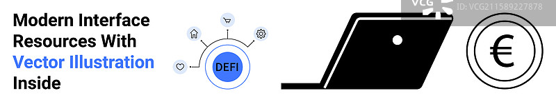 数字货币概念与去中心化金融元素图片素材