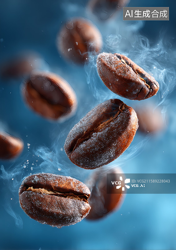 【AI数字艺术】飞散在空中的咖啡豆图片素材