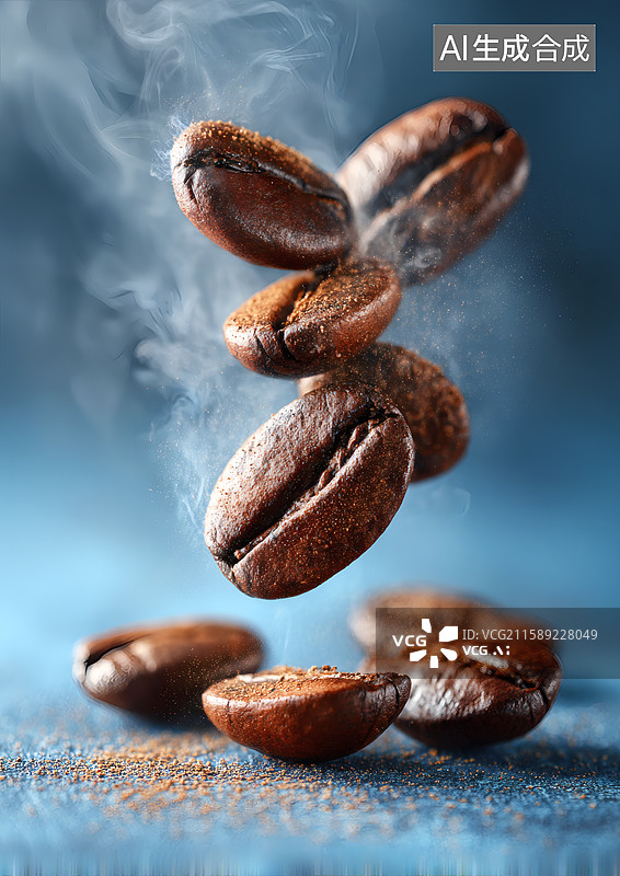 【AI数字艺术】飞散在空中的咖啡豆图片素材
