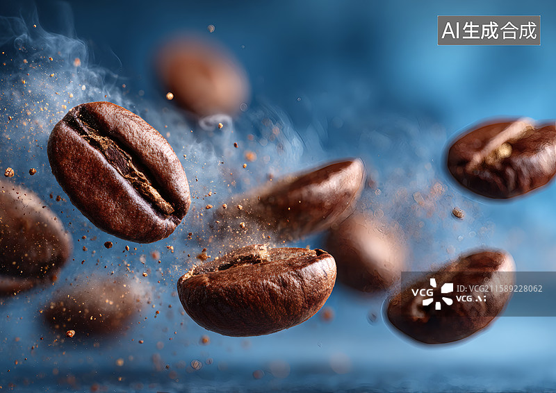 【AI数字艺术】飞散在空中的咖啡豆图片素材