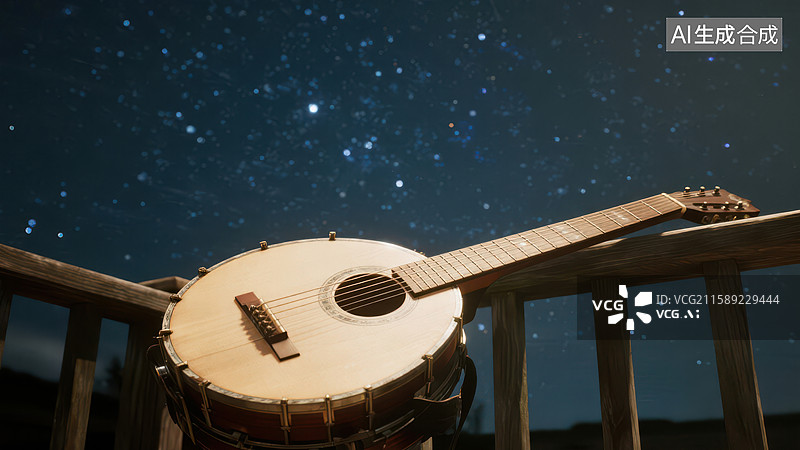 【AI数字艺术】星空下的曼陀林图片素材