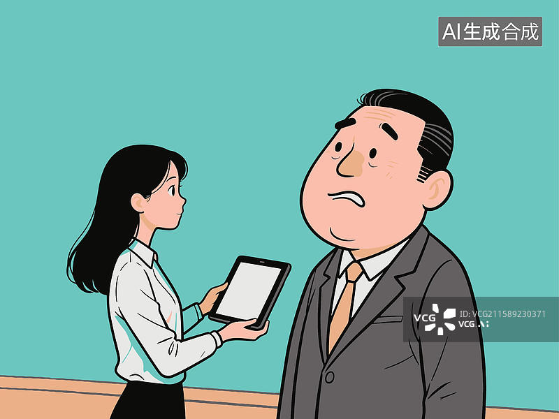 【AI数字艺术】拿着文件向老板汇报工作的工作人员图片素材