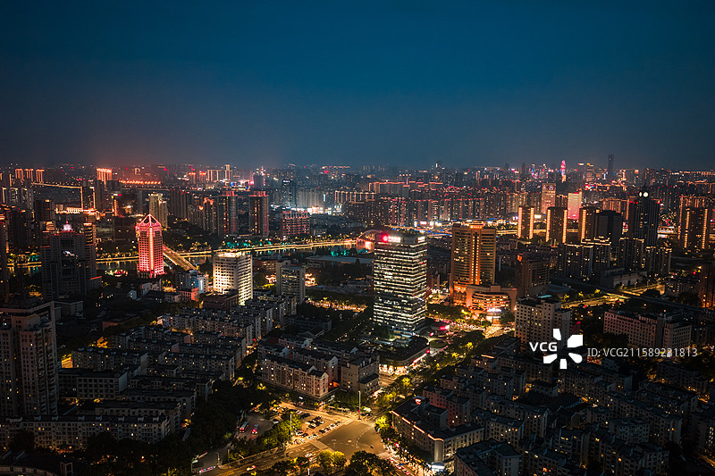 宁波市夜景航拍图片素材