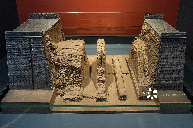 陕西历史博物馆唐长安城含光门遗址模型图片素材