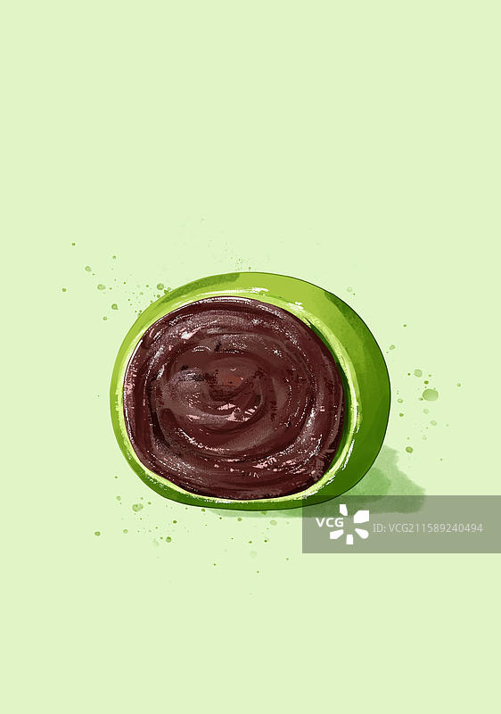 红豆沙青团插画海报图片素材