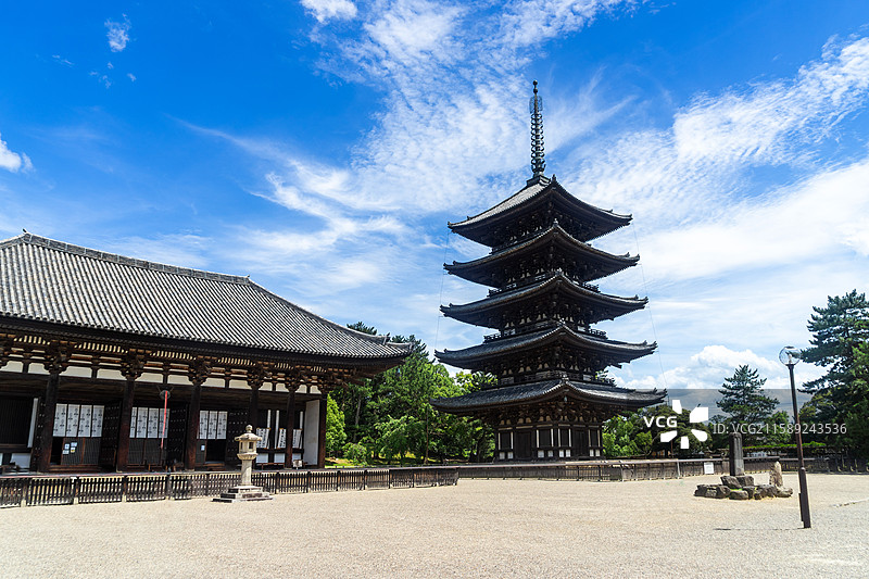 日本奈良法隆寺五重塔图片素材