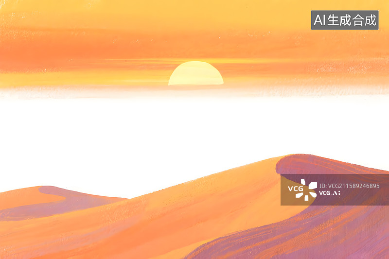 【AI数字艺术】沙漠日落抽象艺术背景插画图片素材