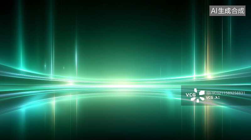 【AI数字艺术】绿色光影流动的抽象背景图片素材