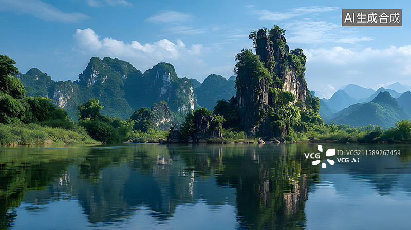 【AI数字艺术】喀斯特地貌的自然风光图片素材