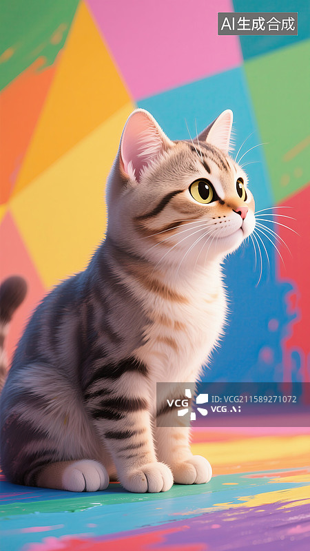 【AI数字艺术】可爱的小猫手绘插画图片素材
