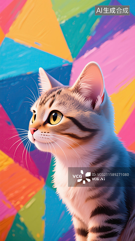 【AI数字艺术】可爱的小猫手绘插画图片素材