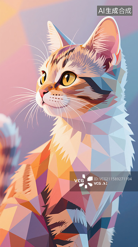 【AI数字艺术】可爱的小猫折纸风艺术插画图片素材