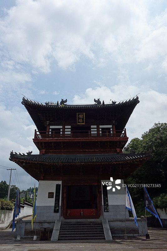 江西省鹰潭市龙虎山景区上清古镇：大上清宫钟楼图片素材