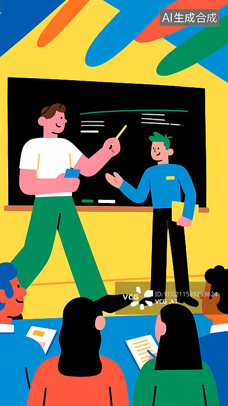 【AI数字艺术】教师在教室给学生讲解图片素材