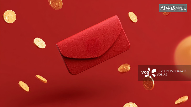 【AI数字艺术】红包，压岁钱，C4D渲染的中国风电商背景，新中式背景，红色背景，新年背景，春节背景图片素材