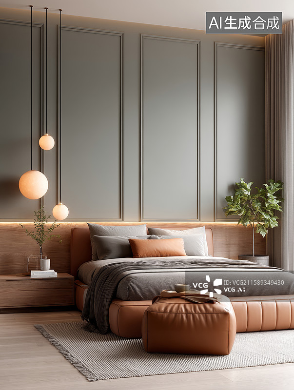 【AI数字艺术】现代简约卧室设计图片素材