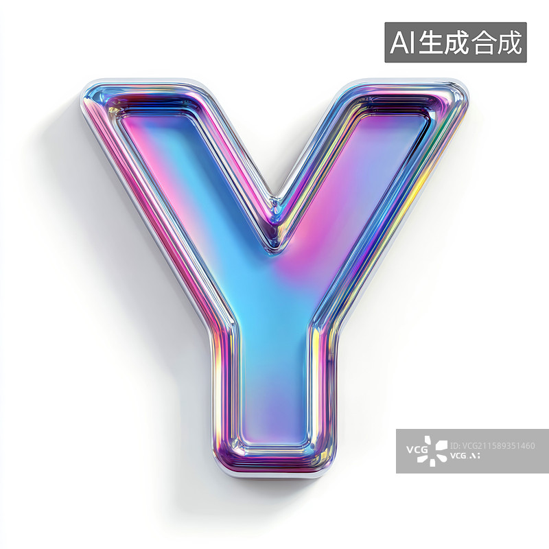 【AI数字艺术】彩色透明立体字母Y图片素材