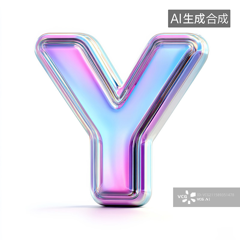 【AI数字艺术】彩色透明立体字母Y图片素材