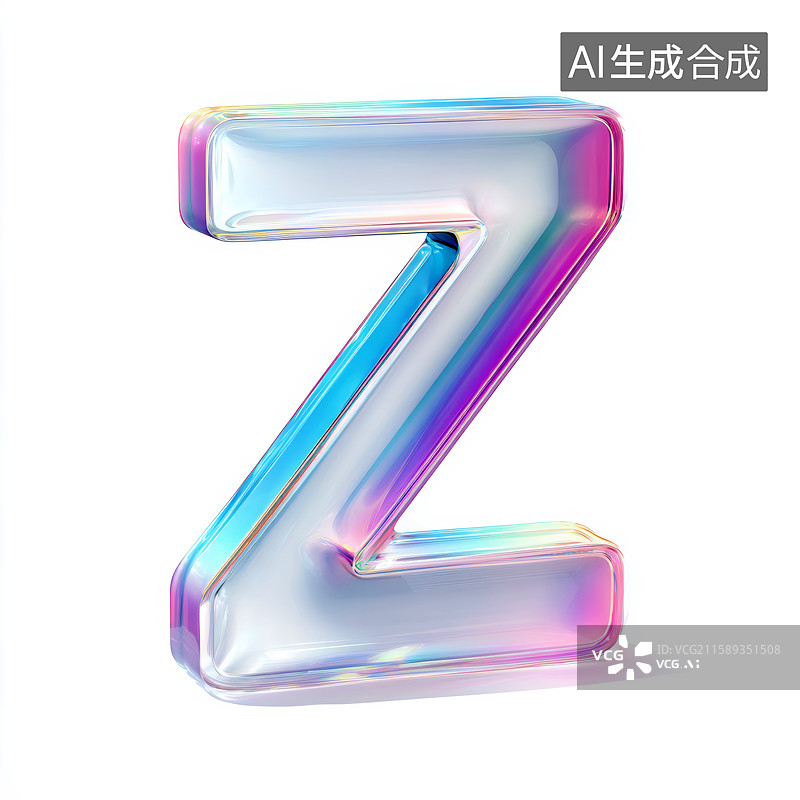 【AI数字艺术】彩色透明立体字母Z图片素材
