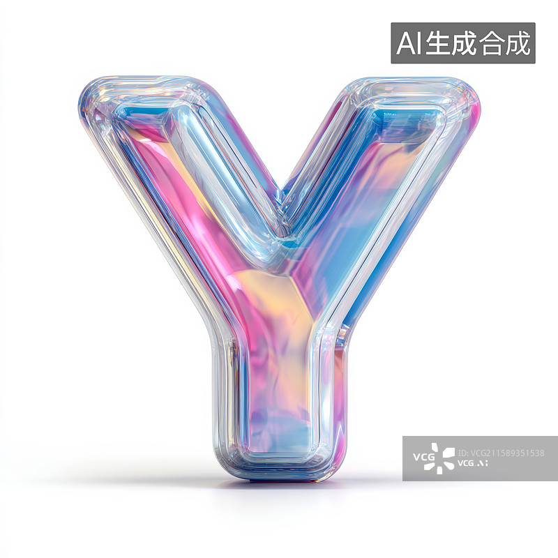 【AI数字艺术】彩色透明立体字母Y图片素材