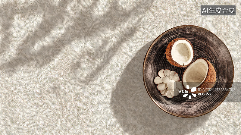 【AI数字艺术】盘中椰果图片素材